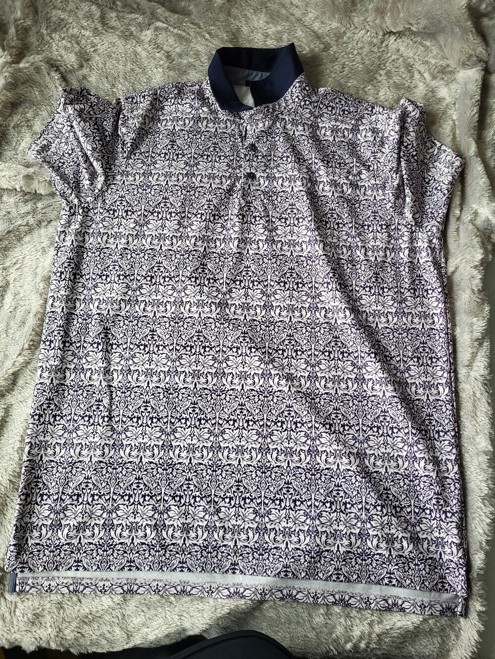 Greyson Navy & White Patterned Polo